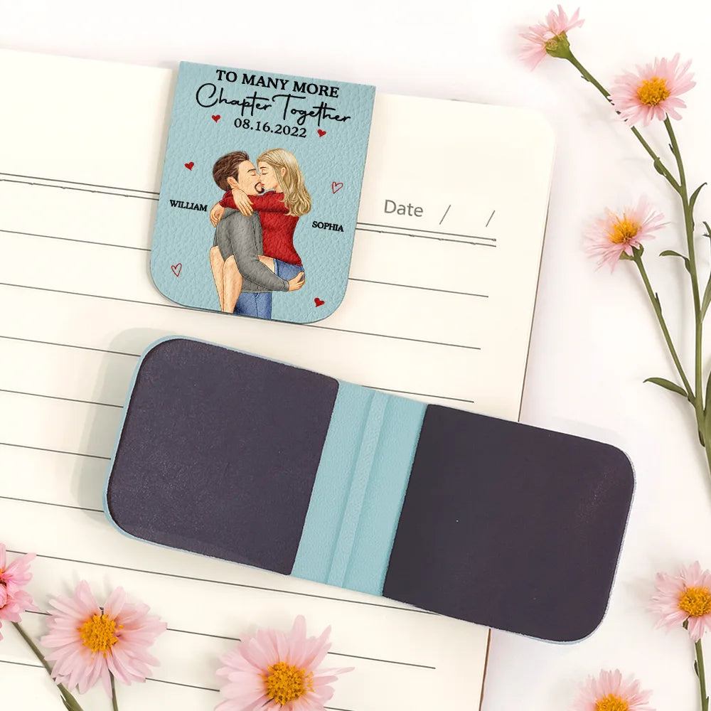 Wedding Anniversary,Reading,Gift For Couples,Gift For Husband,Gift For Wife,Happy - Many More Chapter Together Anniversary Couple, 3rd Anniversary - Personalized Leather Magnetic Bookmark