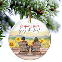 Gift For Couples, Gift For Husband, Gift For Wife, Gift For Boyfriend, Gift For Girlfriend, Funny, Christmas - Many Years Since Tying The Knot - Personalized Circle Ceramic Ornament