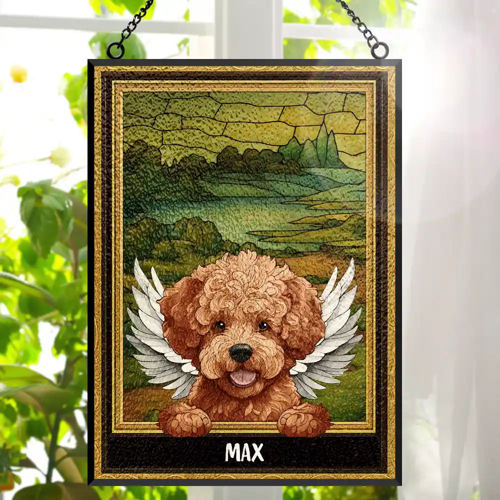 Medieval Portrait Art Pet Memorial Dog Cat - Personalized Vertical Stained Glass Suncatcher