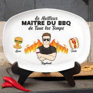 Gift For Father,Grilling,French,Top Market,Non-Eng,Proud,Vector - Meilleur Maître Du BBQ - Assiette Personnalisée