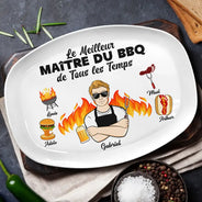 Gift For Father,Grilling,French,Top Market,Non-Eng,Proud,Vector - Meilleur Maître Du BBQ - Assiette Personnalisée