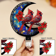 Memorial, Gift For Yourself, Gift For Women, Gift For Men, Sad - Memorial Cardinal On The Moon - Personalized Plug-in Night Light