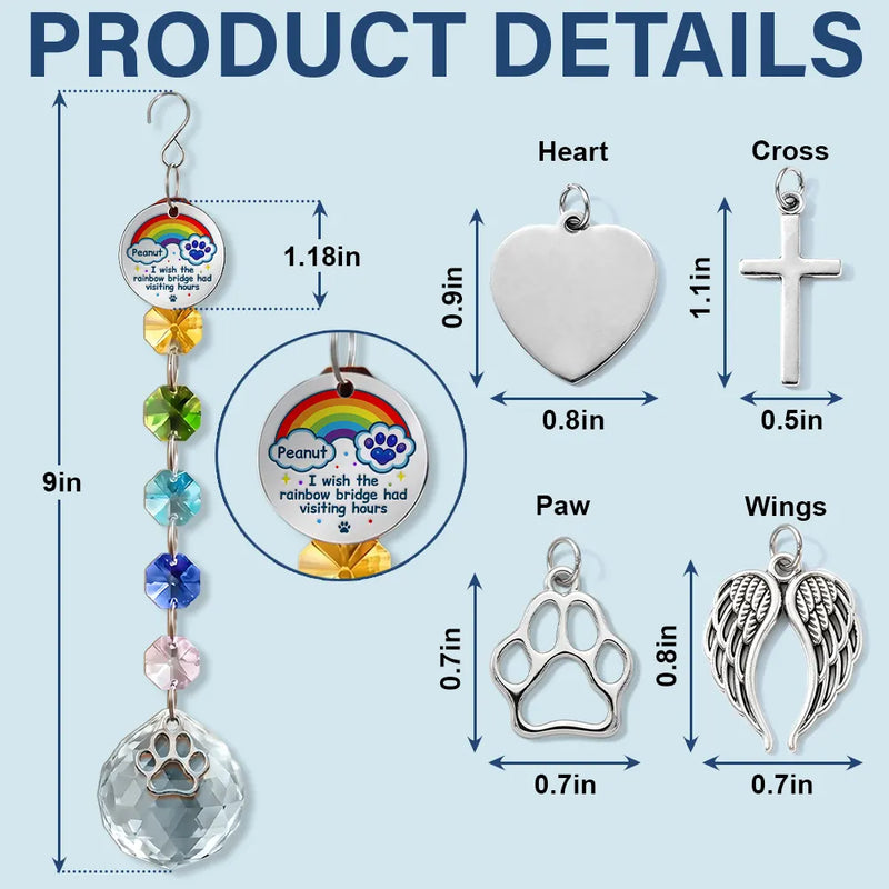 Christmas,Sympathetic,Pet Lovers,Memorial,Custom Text - Memorial Dog Cat Pet You Left Paw Prints On My Heart - Personalized Crystal Suncatcher With Charm