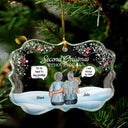 Gift For Couples,Old Couples,Gift For Husband,Gift For Wife,Parents,Memorial,Sad,Christmas - Memorial First Christmas Without You - Personalized Medallion Glass Ornament