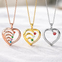 Gift For Women,Gift For Grandma,Gift For Yourself,Gift For Mother,Sad,Memorial - Memorial Mom Dad With Kids Name Gemstones - Personalized Birthstone Heart Necklace