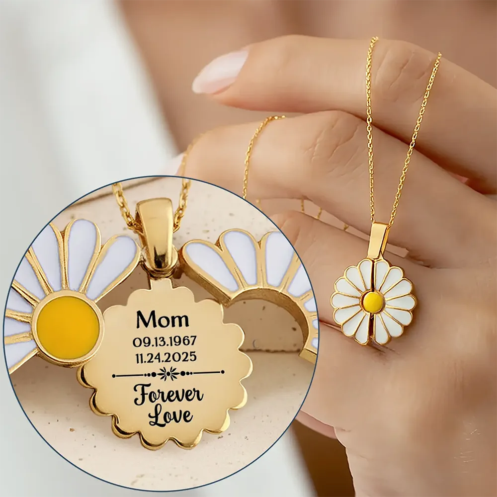 Memorial Mother Father Couple Custom Name And Date - Personalized Engraved Hidden Message Necklace