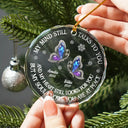 Memorial,Christmas,Family,Parents,Gift For Grandparents,Sad - Memorial My Mind Still Talks To You - Personalized Circle Glass Ornament