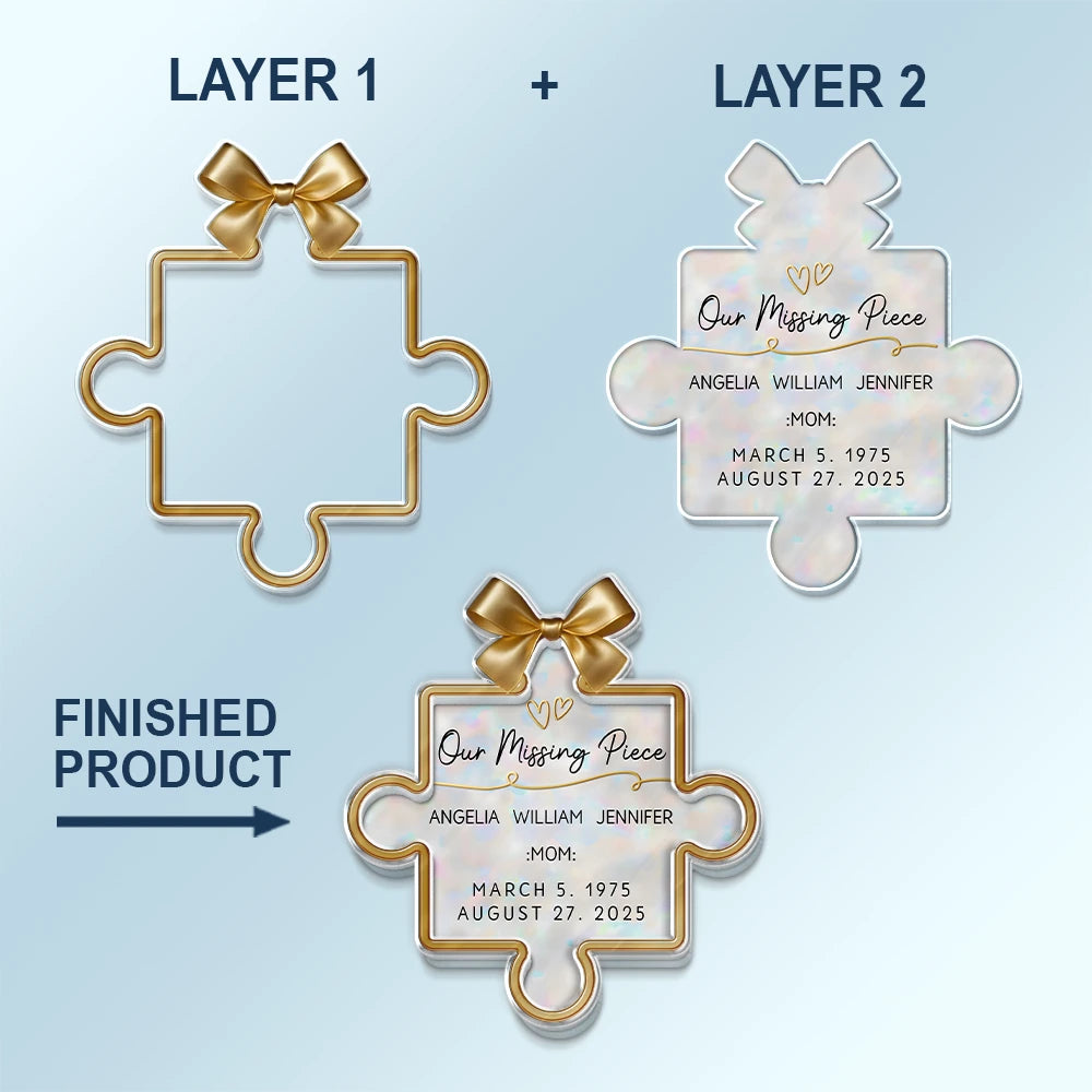 Memorial, Gift For Women, Gift For Men, Family, Sad - Memorial Our Missing Piece - Personalized Custom Shaped Acrylic Car Visor Clip