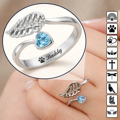 Wing And Heart Birthstone Ring