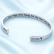 Memorial,Family,Gift For Father,Gift For Mother,Sad,Non-Eng,Icon,Sympathetic - Memorial Your Wings Were Ready - Personalised Bangle Bracelet Cuff