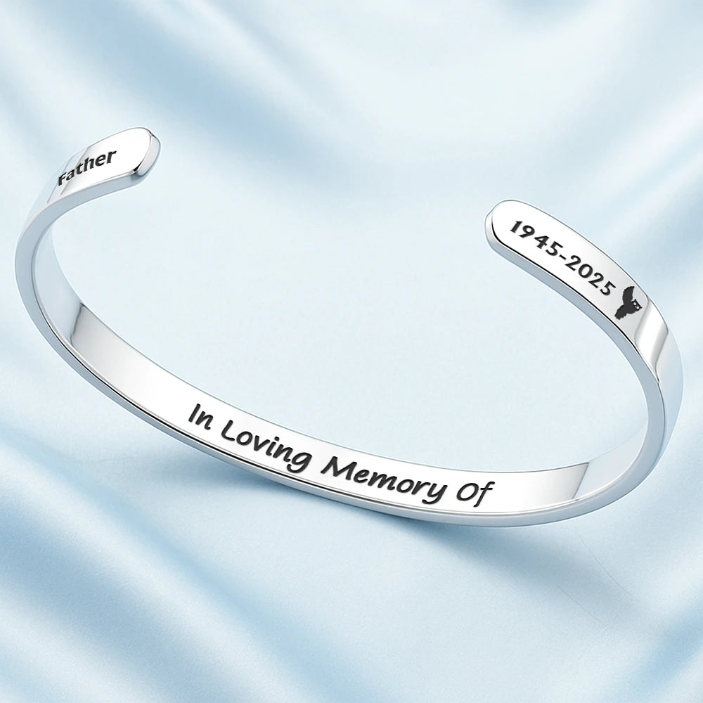 Memorial,Family,Gift For Father,Gift For Mother,Sad,Non-Eng,Icon,Sympathetic - Memorial Your Wings Were Ready - Personalised Bangle Bracelet Cuff