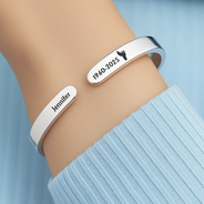 Memorial,Family,Gift For Father,Gift For Mother,Sad,Non-Eng,Icon,Sympathetic - Memorial Your Wings Were Ready - Personalised Bangle Bracelet Cuff