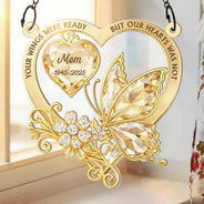 Memorial,Family,Gift For Men,Gift For Women,Sad,Top Market - Memorial Your Wings Were Ready Diamond 3D Effect - Personalized Window Hanging Suncatcher Ornament