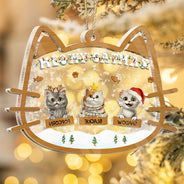 Pet Lovers,Pet Mom,Pet Dad,Cat Lovers,Cat Mom,Cat Dad,Christmas,Happy - Meowy Catmas - Personalized 3-Layered Acrylic Shaker Ornament