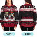 Cat Lovers,Pet Lovers,Christmas,Funny - Meowy Catmas 3D Effect Cat - Personalized Unisex Ugly Sweater