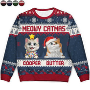 Cat Lovers,Pet Lovers,Christmas,Funny - Meowy Catmas 3D Effect Cat - Personalized Unisex Ugly Sweater