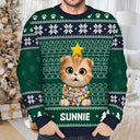 Pet Lovers, Pet Mom, Pet Dad, Cat Lovers, Cat Mom, Cat Dad, Happy, Christmas - Meowy Christmas Hidden Message - Personalized Unisex Ugly Sweater