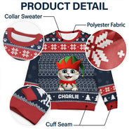 Pet Lovers, Pet Mom, Pet Dad, Cat Lovers, Cat Mom, Cat Dad, Happy, Christmas - Meowy Christmas Hidden Message - Personalized Unisex Ugly Sweater