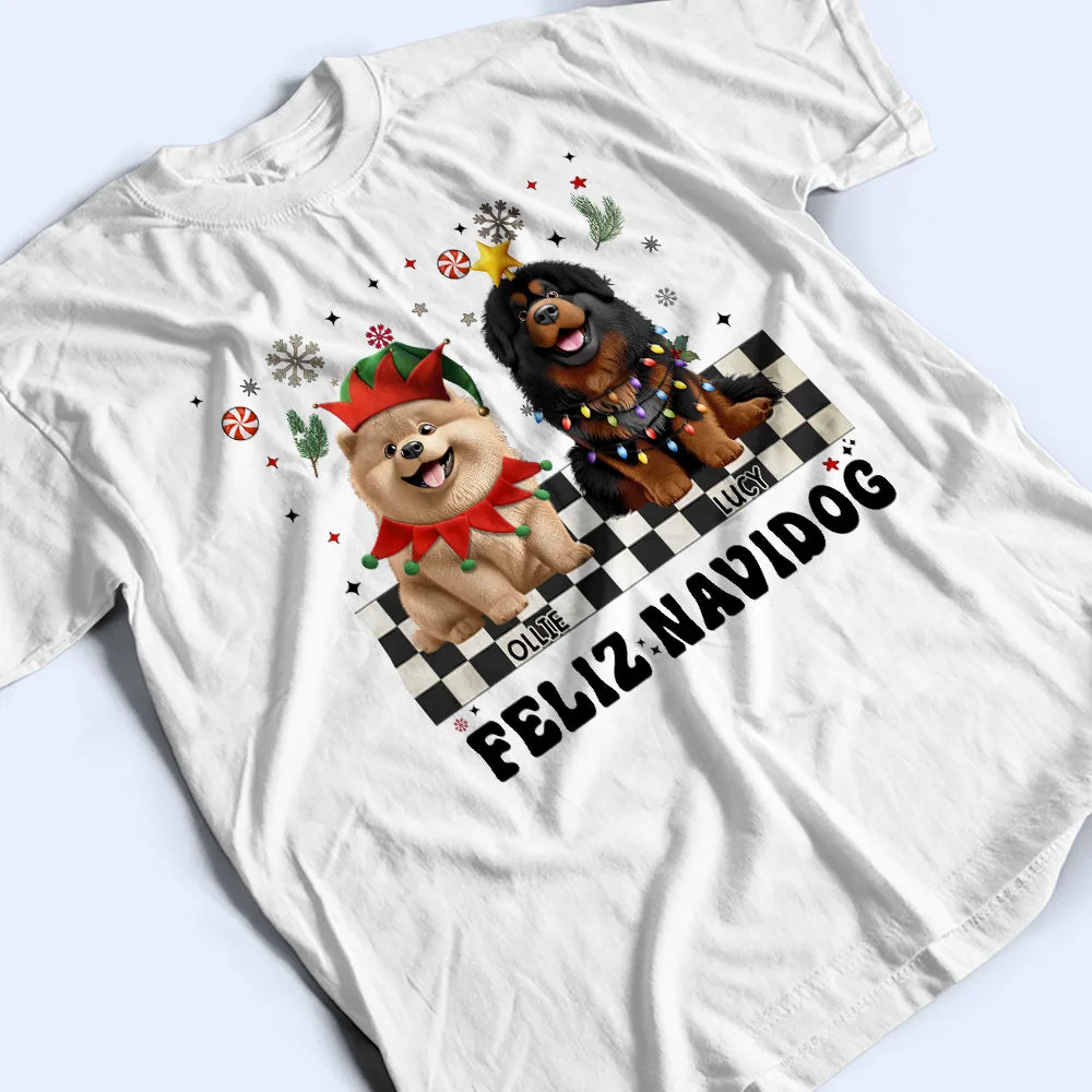 Happy, Dog Lovers, Christmas - Merry Woofmas Retro - Personalized T Shirt