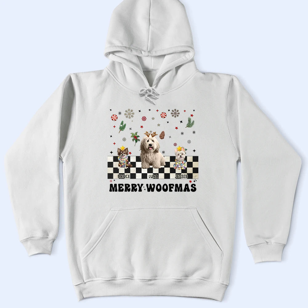 Happy, Dog Lovers, Christmas - Merry Woofmas Retro - Personalized T Shirt