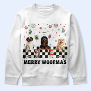 Happy, Dog Lovers, Christmas - Merry Woofmas Retro - Personalized T Shirt