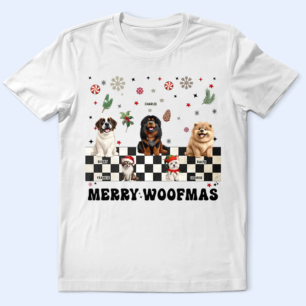 Happy, Dog Lovers, Christmas - Merry Woofmas Retro - Personalized T Shirt