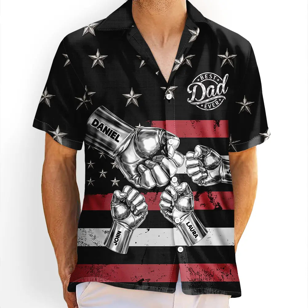 Metal Effect Best Dad Grandpa Ever - Personalized Hawaiian Shirt