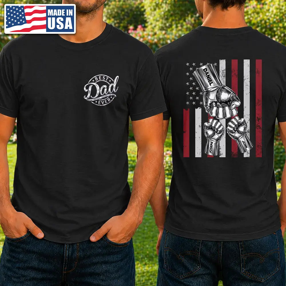Gift For Father,Gift For Grandpa,Independence Day,Icon,Confident - Metal Effect Best Dad Grandpa Ever - Personalized T Shirt