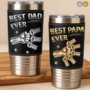 Metal Effect Hand Punch Best Dad Ever - Personalized Leather Tumbler