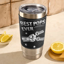 Metal Effect Hand Punch Best Dad Ever - Personalized Leather Tumbler