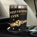 Metal Effect Hand Punch Best Dad Ever - Personalized Leather Tumbler