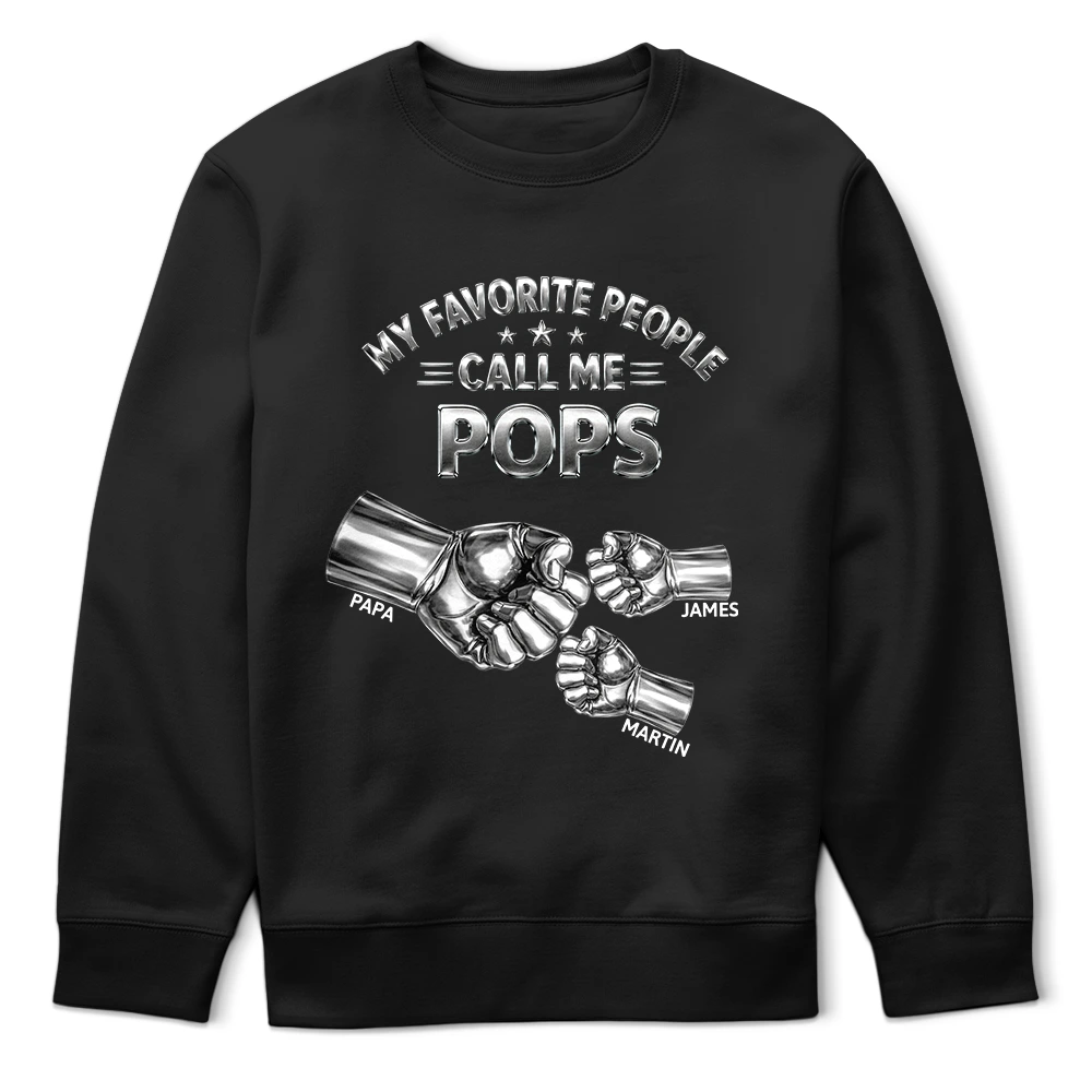 Gift For Grandpa,Proud,Icon - Metal Effect My Favorite People Call Me Papa - Personalized T Shirt
