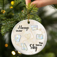 Gift For Bestie,Long Distance,Gift For Women,Happy,Christmas - Miles Apart But Close At Heart 3D Inflated Effect - Personalized Circle Ceramic Ornament