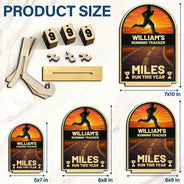 Gift For Yourself,Gift For Men,Gift For Women,Happy - Miles Run This Year - Personalized 2-Layered Wooden Tracker Sign