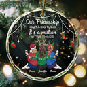 Christmas, Gift For Bestie, Happy - Million Little Things Friendship - Personalized Circle Glass Ornament
