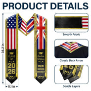 Gift For Yourself,Graduation,Happy,Gift For Daughter,Gift For Son - Mixed Two Flag Graduation - Personalized Stoles