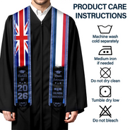 Gift For Yourself,Graduation,Happy,Gift For Daughter,Gift For Son - Mixed Two Flag Graduation - Personalized Stoles