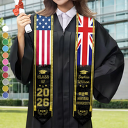 Gift For Yourself,Graduation,Happy,Gift For Daughter,Gift For Son - Mixed Two Flag Graduation - Personalized Stoles