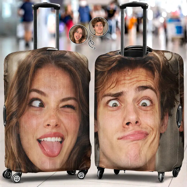 Christmas,Custom Photo,Gift For Couples,Humorous,Old Couples,Top Market,Upload Full Photo - Funny Gift For Travel Couples - Personalized Custom Photo Luggage Cover