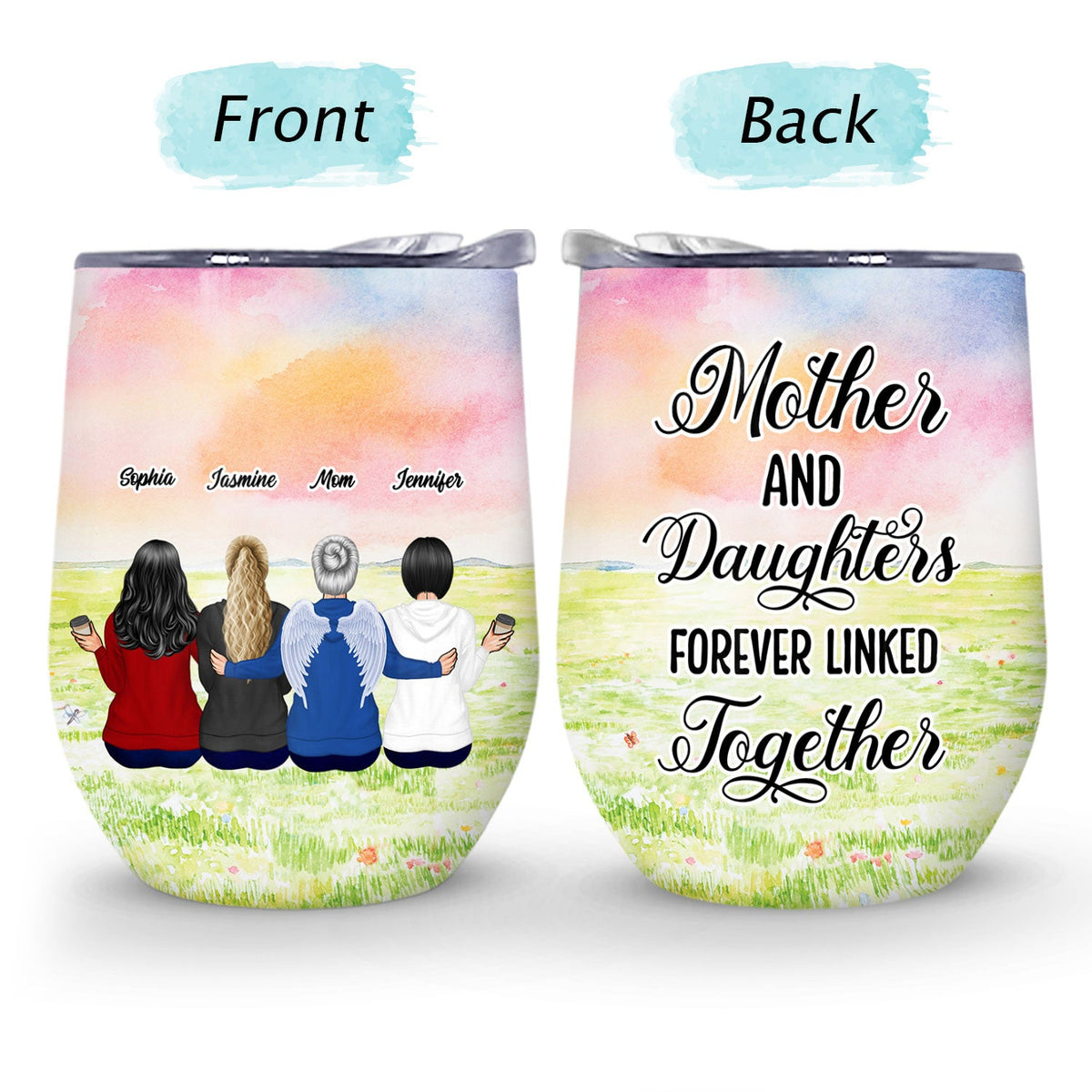 Mother Daughter Forever Linked Together - Gift For Mother, Mom Gift - Personalized Custom Wine Tumbler