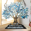 Old Couples,Wedding Anniversary,Love - Precious Couple Anniversary Stained Glass Effect - Personalized Window Hanging Suncatcher Ornament