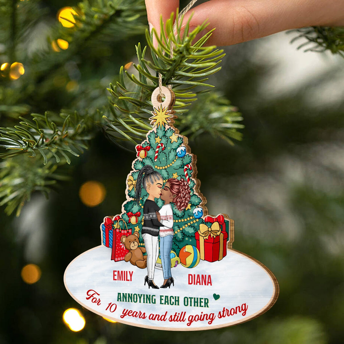 Annoying Each Other No Returns Or Refunds - Christmas Gift For Couples - Personalized Custom Shaped Wooden Ornament