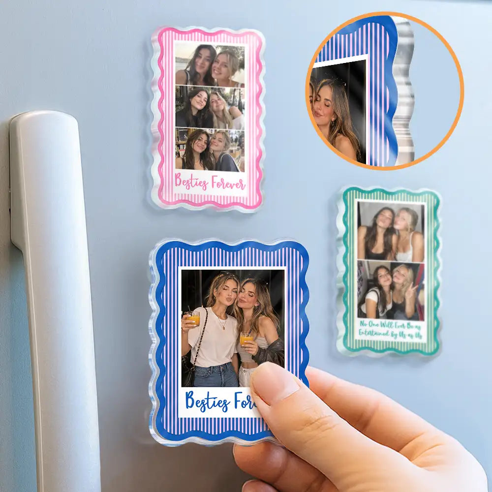 Afro Besties, Christmas, Custom Photo, Gift For Bestie, Happy, Upload Full Photo - Just Because Birthday Bestie Gift - Personalized Custom Photo Acrylic Magnet