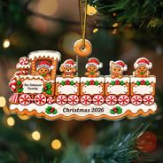 Christmas,Family,Happy,Vector - Christmas Gift For Family - Personalized Gingerbread Train Acrylic Ornament