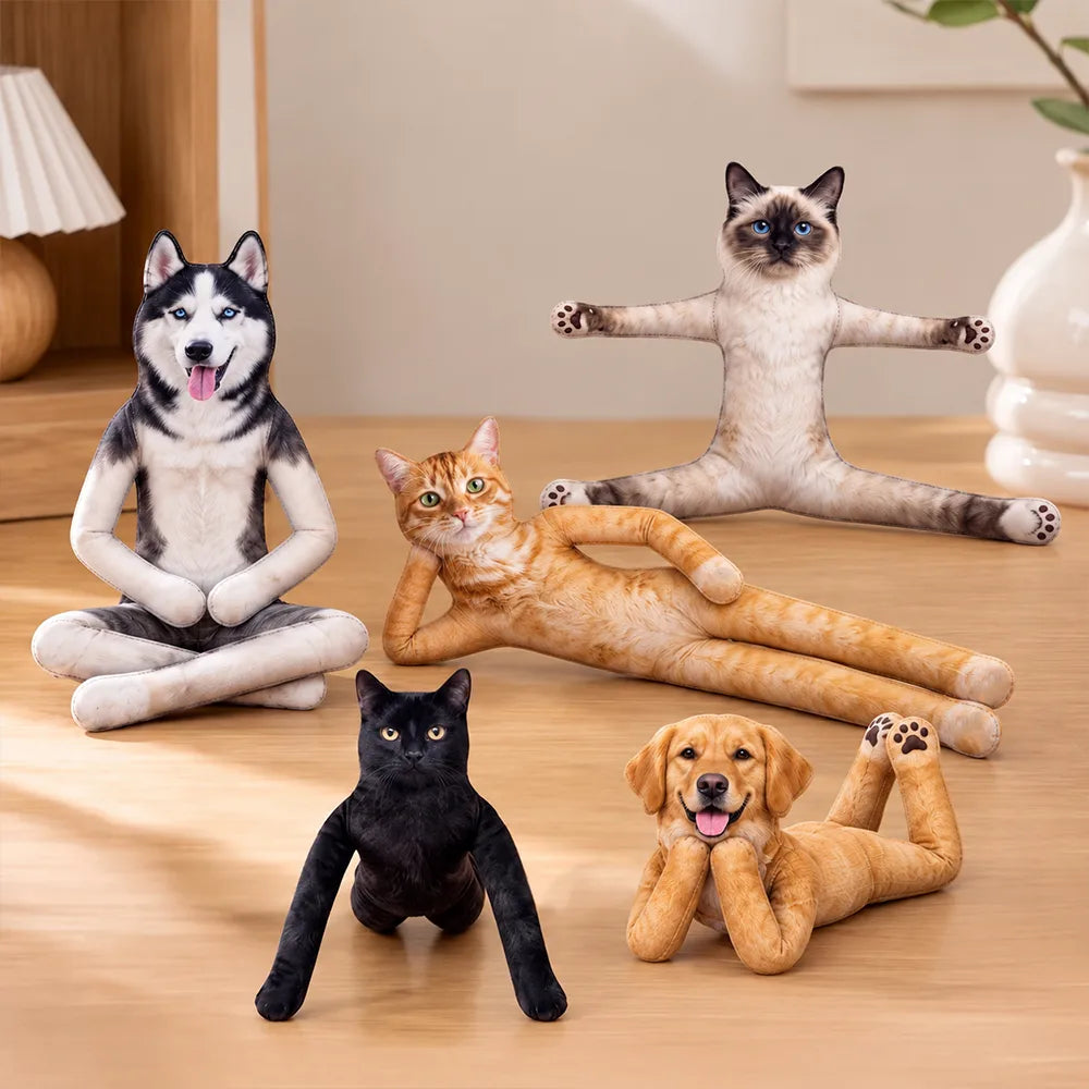 Art Design, Christmas, Custom Photo, Humorous, Pet Lovers, Photo - Poseable Body Doll - Funny Gift For Dog Mom, Dad, Cat Lover - Personalized Custom Photo Pet Squishy Toy Poseable Plush Doll