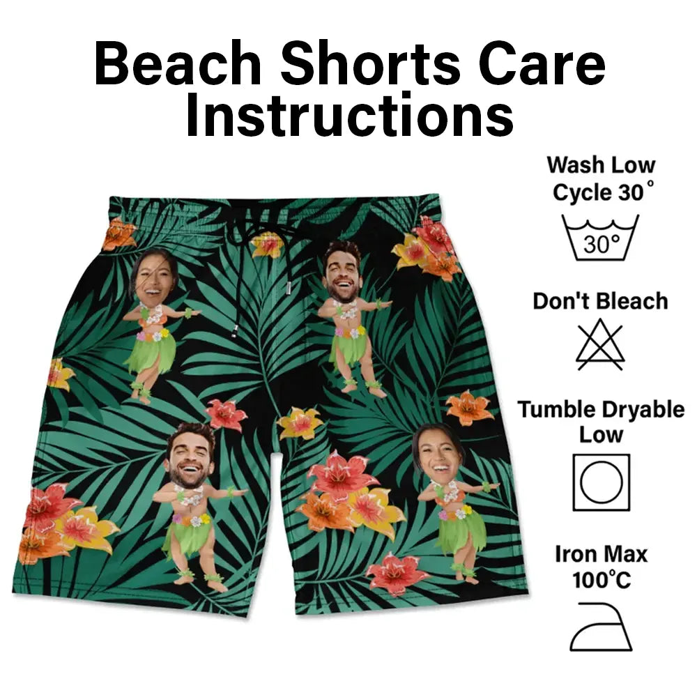 Custom Photo Hula Dancing - Personalized Unisex Beach Shorts