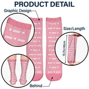 Christmas, Custom Text, Gift For Kids, Playful - Gift For Kids - Personalized Name Heart Star Pattern Socks