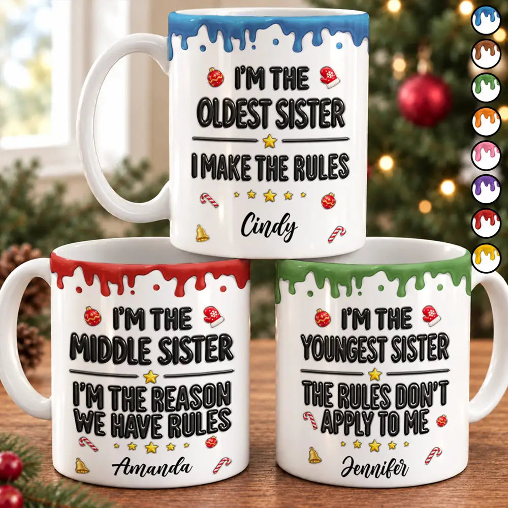 Funny Siblings Gift For Kids - Personalized White Edge-to-Edge Mug