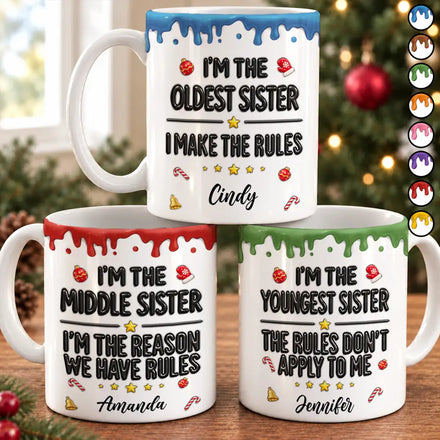 Funny Siblings Gift For Kids - Personalized White Edge-to-Edge Mug