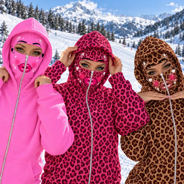Christmas,Gift For Women,Gift For Yourself,Gifts For Her,Happy,No Custom - Gift For Her, Besties, Daughter - Personalized Glam Face Balaclava Zip Hoodie